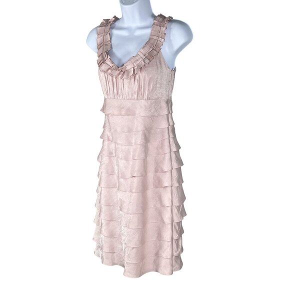 Ruffle Tiered Sleeveless Blush Pink Womens 4 Easter Spring Dress By London Times - Picture 7 of 15